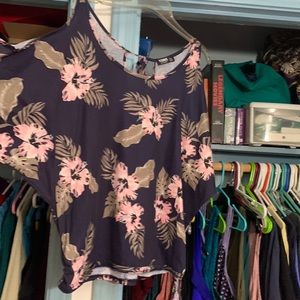 Off shoulder, tropical floral pattern, large